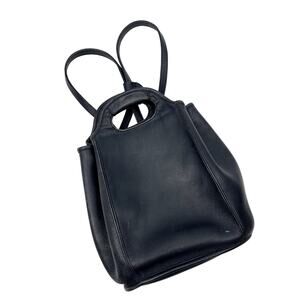 Vintage Coach Black Leather Convertible Backpack Bag 9994